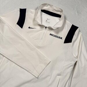 Michigan Wolverines Jacket Quarter Zip Mens Small White Navy NCAA Football Nike‎